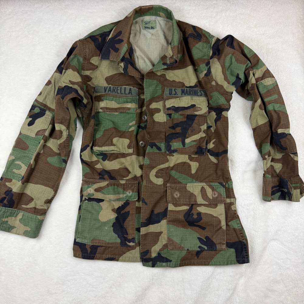 Vintage US Marines Woodland Camo Combat Jacket Ripstop Small Regular 1996